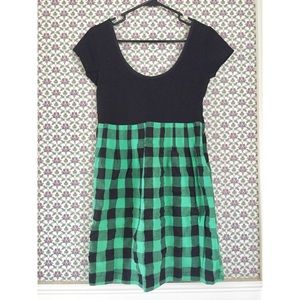 Green and black plaid dress